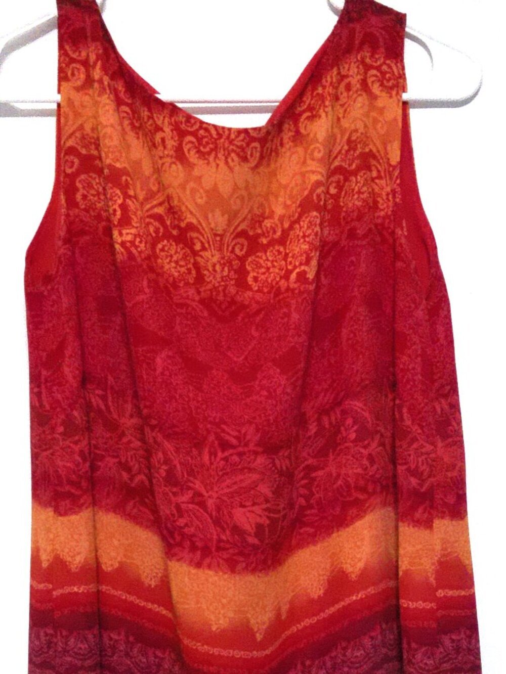 Option & Co Della Spiga Maxi Dress Size 16 Red Orange Ombre Sleeveless Boho